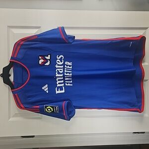 Adidas Olimpique Lyonnais 23/24 Away Jersey Lacazette 10, XL Slim Fit, Blue